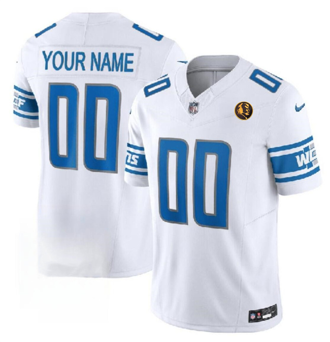 Men's Detroit Lions Active Player Custom White 2023 F.U.S.E. With John Madden Patch Vapor Limited Football Stitched Jersey